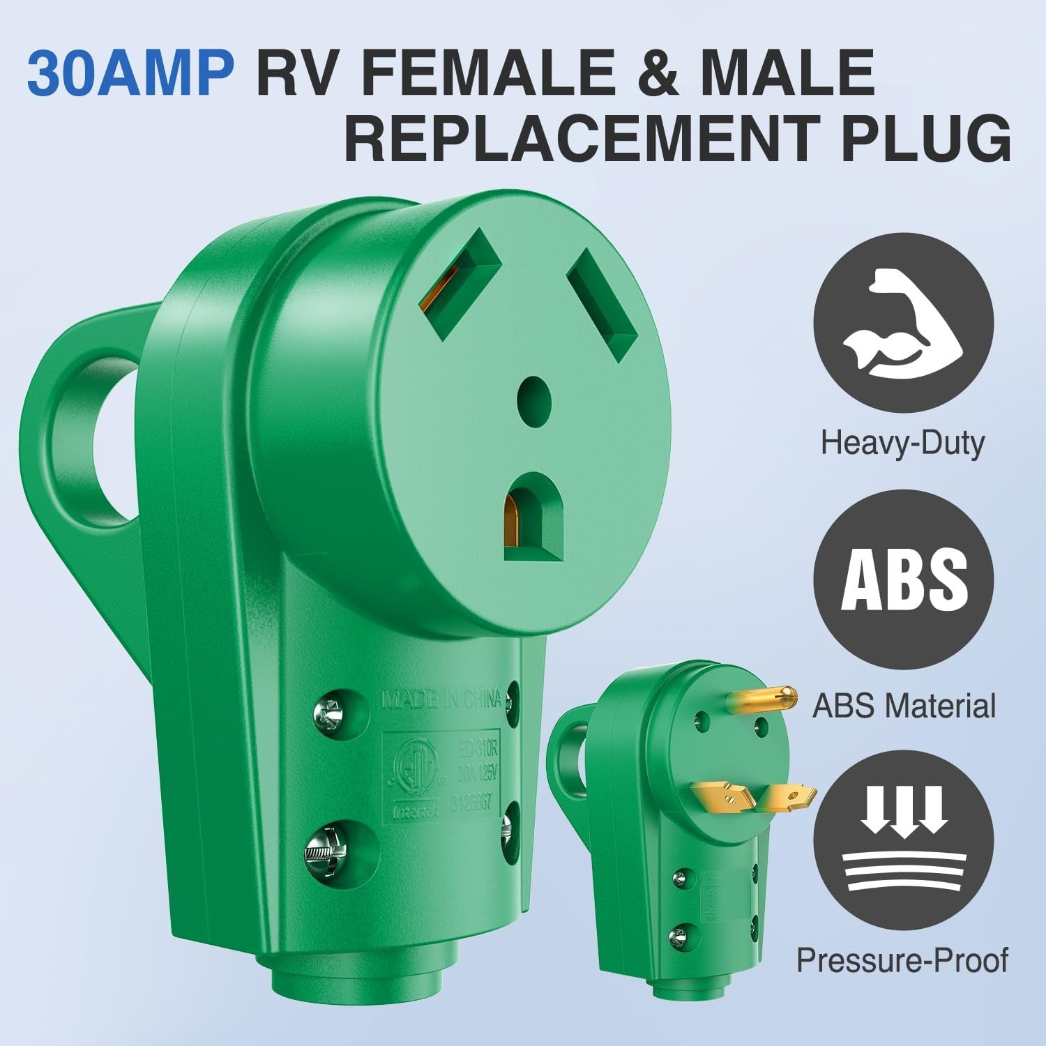 image:imageNilight 50 Amp RV Male Replacement Plug 125250 Volt Heavy Duty Receptacle with Handle ETL Listed NEMA 1450P for Camper Caravan Motorhome Van TrailerGreen