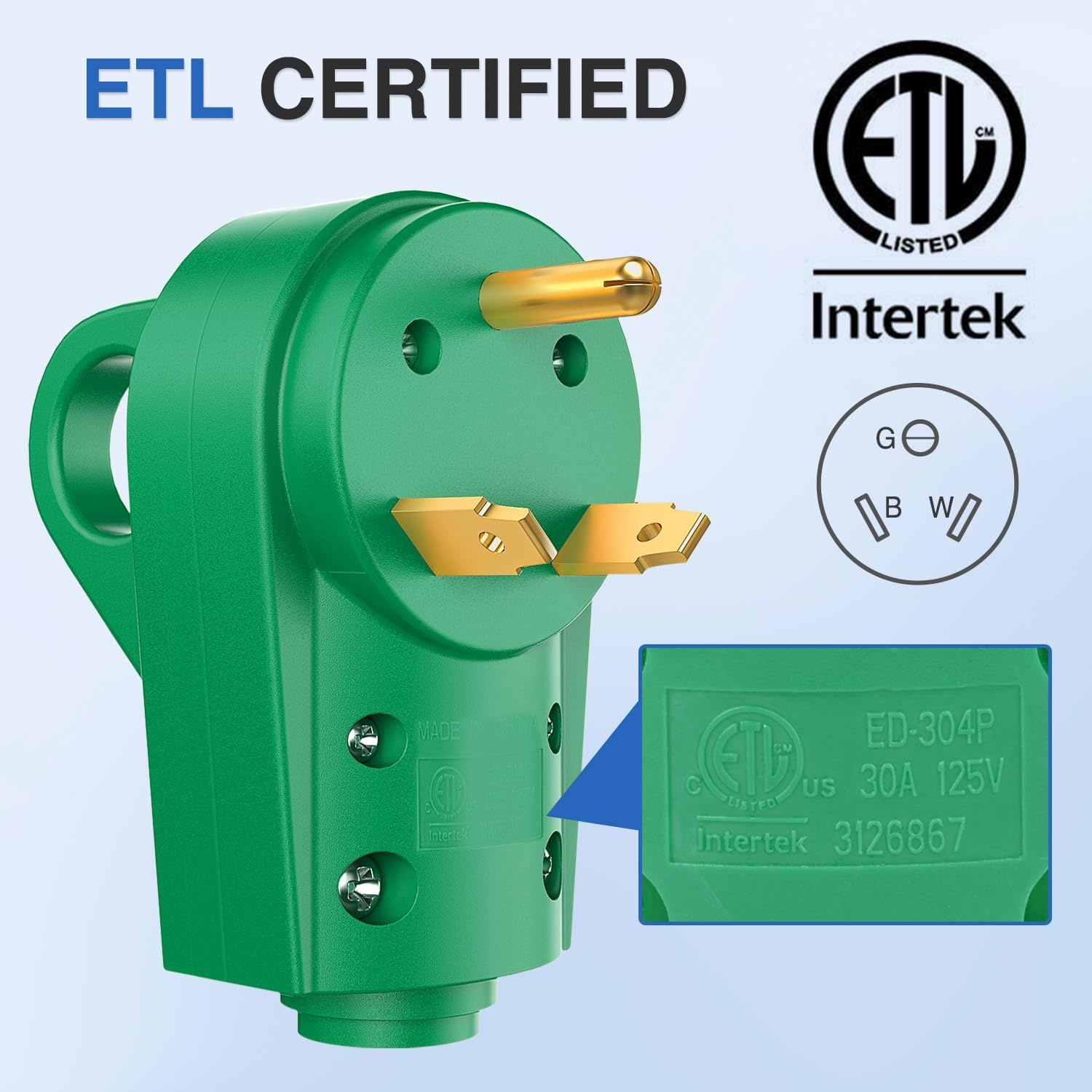 image:imageNilight 50 Amp RV Male Replacement Plug 125250 Volt Heavy Duty Receptacle with Handle ETL Listed NEMA 1450P for Camper Caravan Motorhome Van TrailerGreen