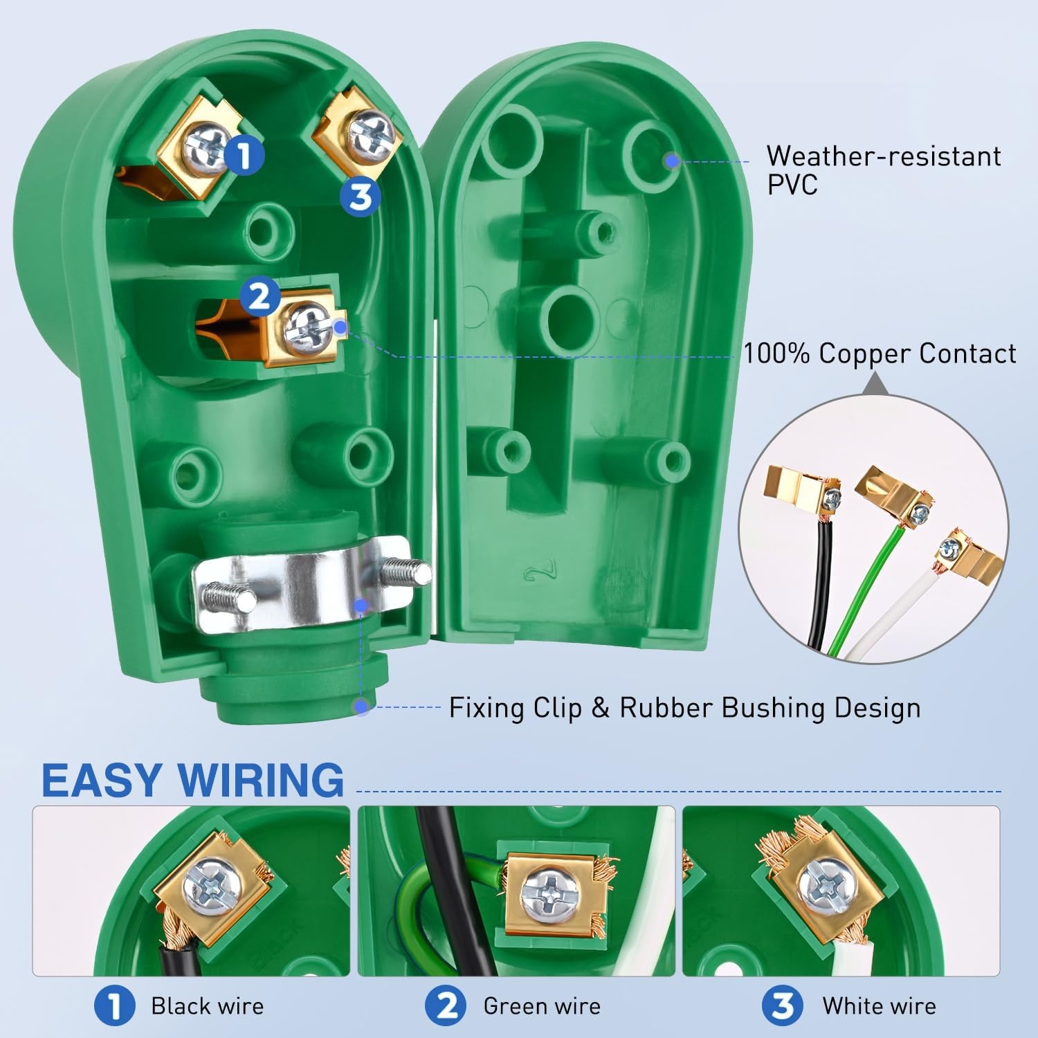 image:imageNilight 50 Amp RV Male Replacement Plug 125250 Volt Heavy Duty Receptacle with Handle ETL Listed NEMA 1450P for Camper Caravan Motorhome Van TrailerGreen