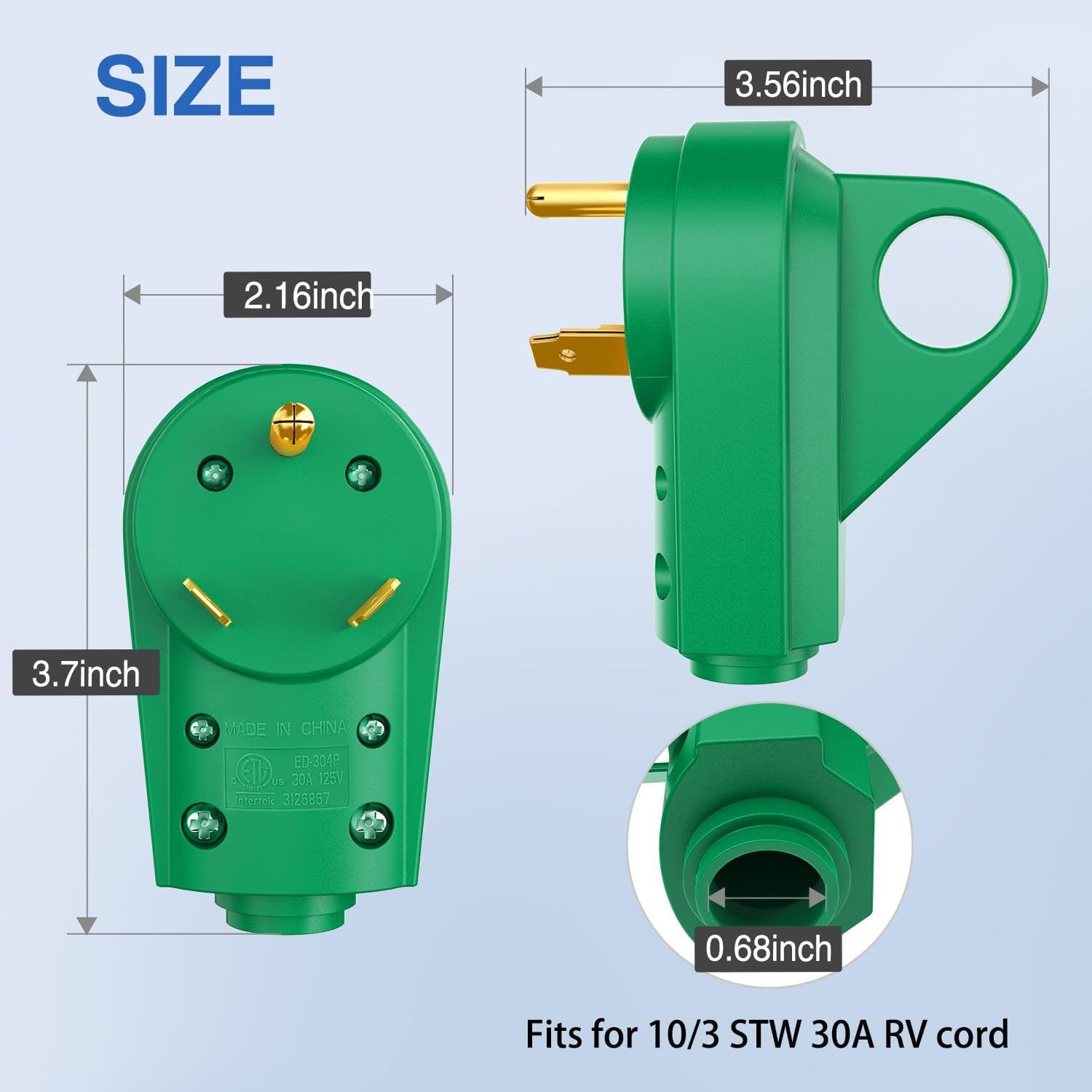 image:imageNilight 50 Amp RV Male Replacement Plug 125250 Volt Heavy Duty Receptacle with Handle ETL Listed NEMA 1450P for Camper Caravan Motorhome Van TrailerGreen