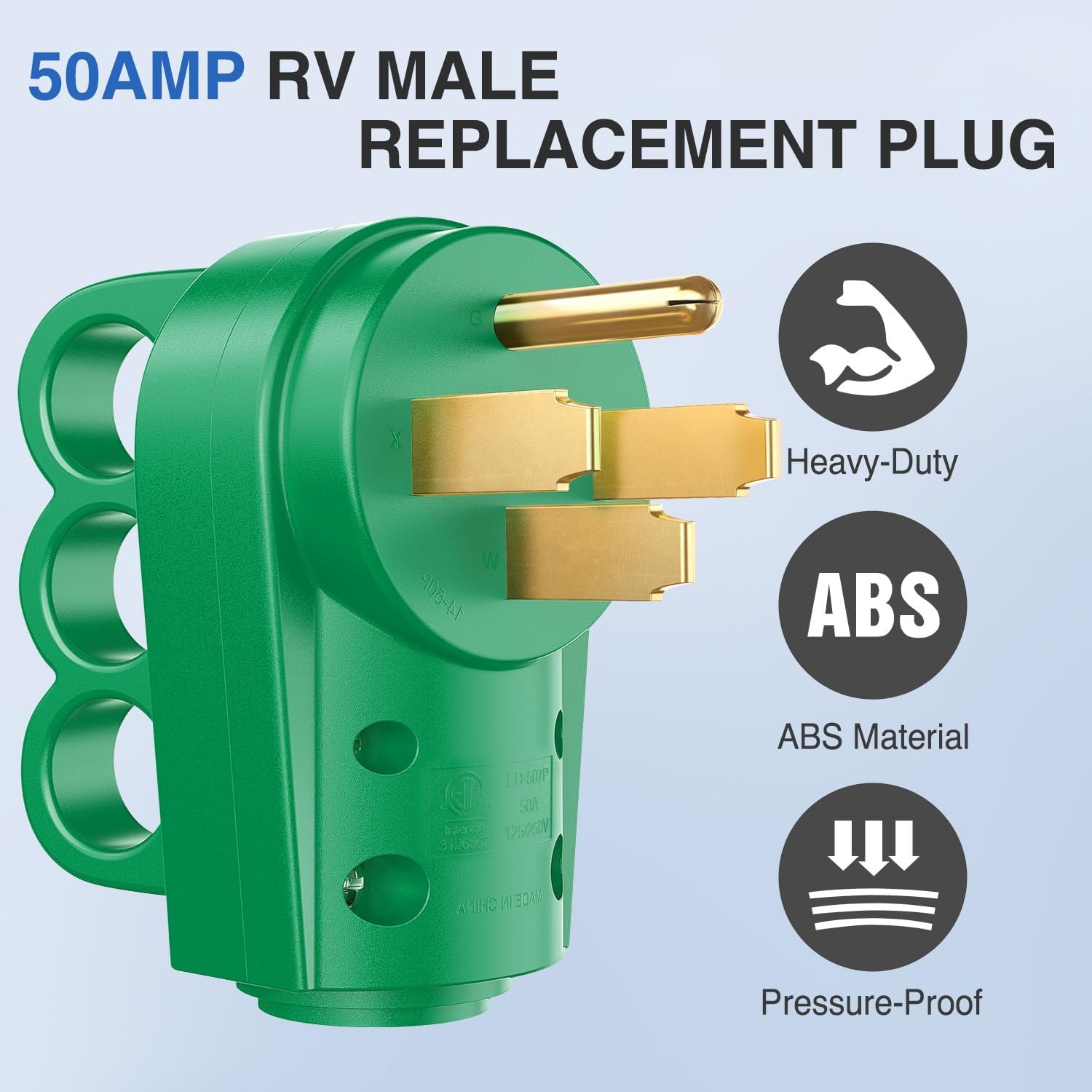 image:imageNilight 50 Amp RV Male Replacement Plug 125250 Volt Heavy Duty Receptacle with Handle ETL Listed NEMA 1450P for Camper Caravan Motorhome Van TrailerGreen