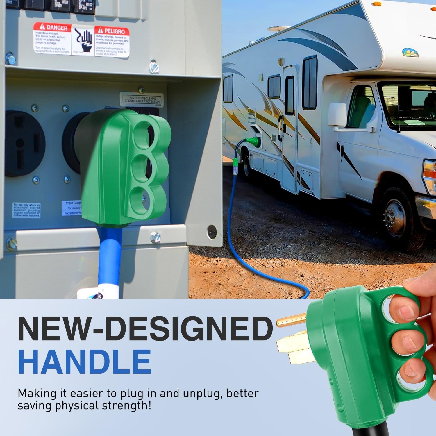 image:imageNilight 50 Amp RV Male Replacement Plug 125250 Volt Heavy Duty Receptacle with Handle ETL Listed NEMA 1450P for Camper Caravan Motorhome Van TrailerGreen