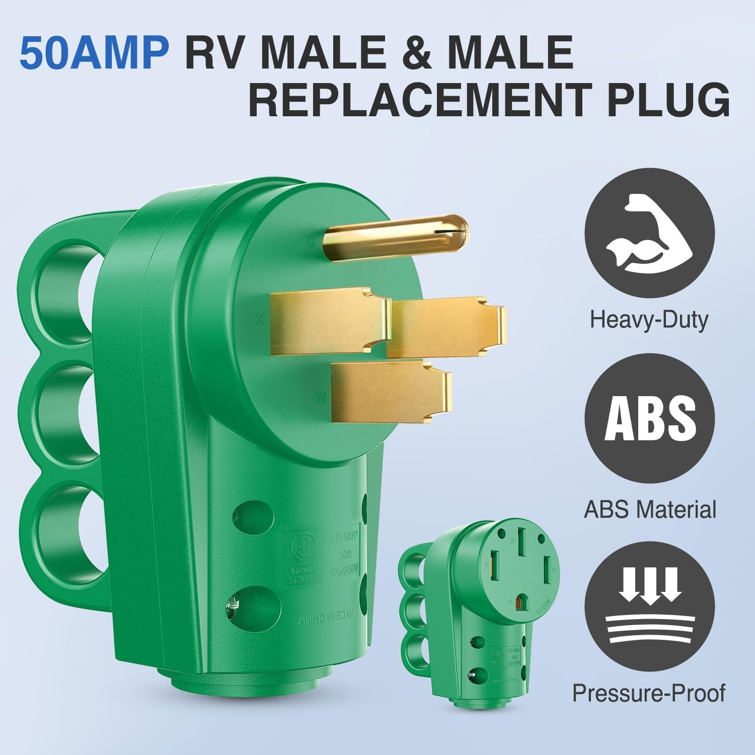 image:imageNilight 50 Amp RV Male Replacement Plug 125250 Volt Heavy Duty Receptacle with Handle ETL Listed NEMA 1450P for Camper Caravan Motorhome Van TrailerGreen