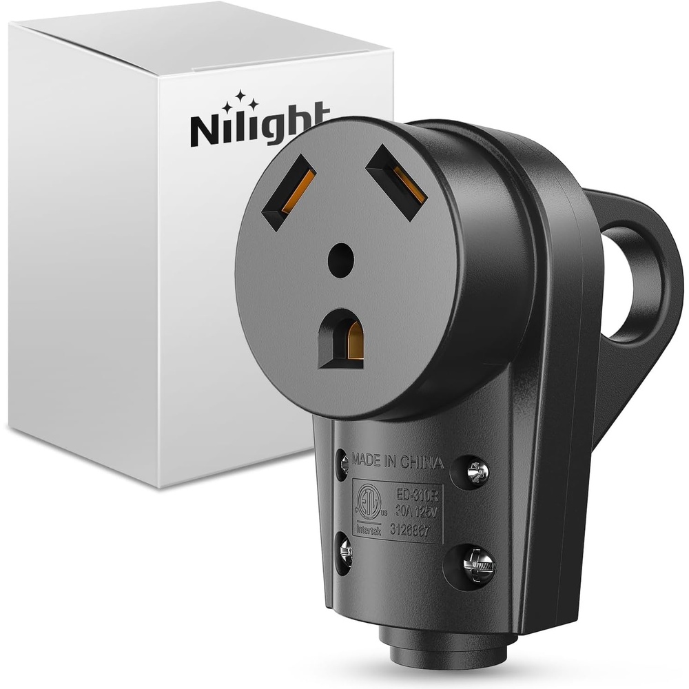 image:imageNilight 50 Amp RV Male Replacement Plug 125250 Volt Heavy Duty Receptacle with Handle ETL Listed NEMA 1450P for Camper Caravan Motorhome Van TrailerBlack