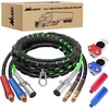 image:imageNilight 15FT Air Line Hose Assembly Rubber with 12 NPT Swivel Fitting Straight Heavy Duty Power Hoses Set Spring Guard Grips DOT Fittings for Semi Truck Trailer Tractor12FT Air Lines with Glad Hands  Grips
