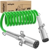 image:imageNilight 15FT Air Line Hose Assembly Rubber with 12 NPT Swivel Fitting Straight Heavy Duty Power Hoses Set Spring Guard Grips DOT Fittings for Semi Truck Trailer Tractor12FT Green ABS Cable