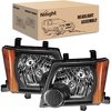 image:imageNilight Headlight Assembly Compatible with 2005 2006 2007 2008 2009 2010 2011 2012 2013 2014 2015 Nissan Xterra OE Style Replacement Chrome Housing Amber Reflector Headlamp Passenger and Driver SideBlack Housing Amber Reflector