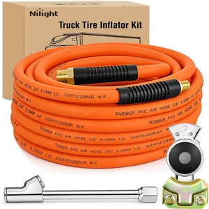 image:imageNilight 15FT Air Line Hose Assembly Rubber with 12 NPT Swivel Fitting Straight Heavy Duty Power Hoses Set Spring Guard Grips DOT Fittings for Semi Truck Trailer Tractor38 x 50FT Air HoseOrange