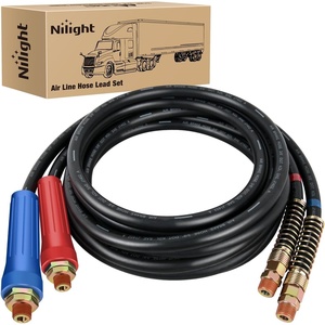 image:imageNilight 15FT Air Line Hose Assembly Rubber with 12 NPT Swivel Fitting Straight Heavy Duty Power Hoses Set Spring Guard Grips DOT Fittings for Semi Truck Trailer Tractor12FT Air Brake Hose