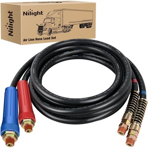 image:imageNilight 15FT Air Line Hose Assembly Rubber with 12 NPT Swivel Fitting Straight Heavy Duty Power Hoses Set Spring Guard Grips DOT Fittings for Semi Truck Trailer Tractor15FT Air Brake Hose