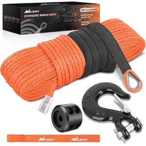 image:imageNilight Synthetic Winch Rope Kit 316 Inch x 50 Feet  6000 lbs Cable Line With Protective Sleeve 13500 lbs Hook Stopper for 4WD Off Road Vehicle UTV ATV SUV Truck GreyOrange