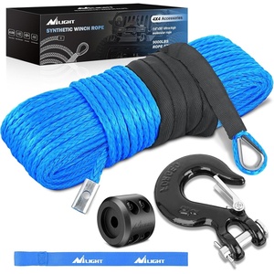 image:imageNilight Synthetic Winch Rope Kit 316 Inch x 50 Feet  6000 lbs Cable Line With Protective Sleeve 13500 lbs Hook Stopper for 4WD Off Road Vehicle UTV ATV SUV Truck GreyBlue