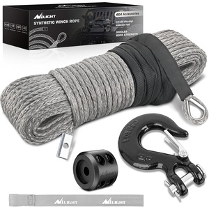 image:imageNilight Synthetic Winch Rope Kit 316 Inch x 50 Feet  6000 lbs Cable Line With Protective Sleeve 13500 lbs Hook Stopper for 4WD Off Road Vehicle UTV ATV SUV Truck GreyGray