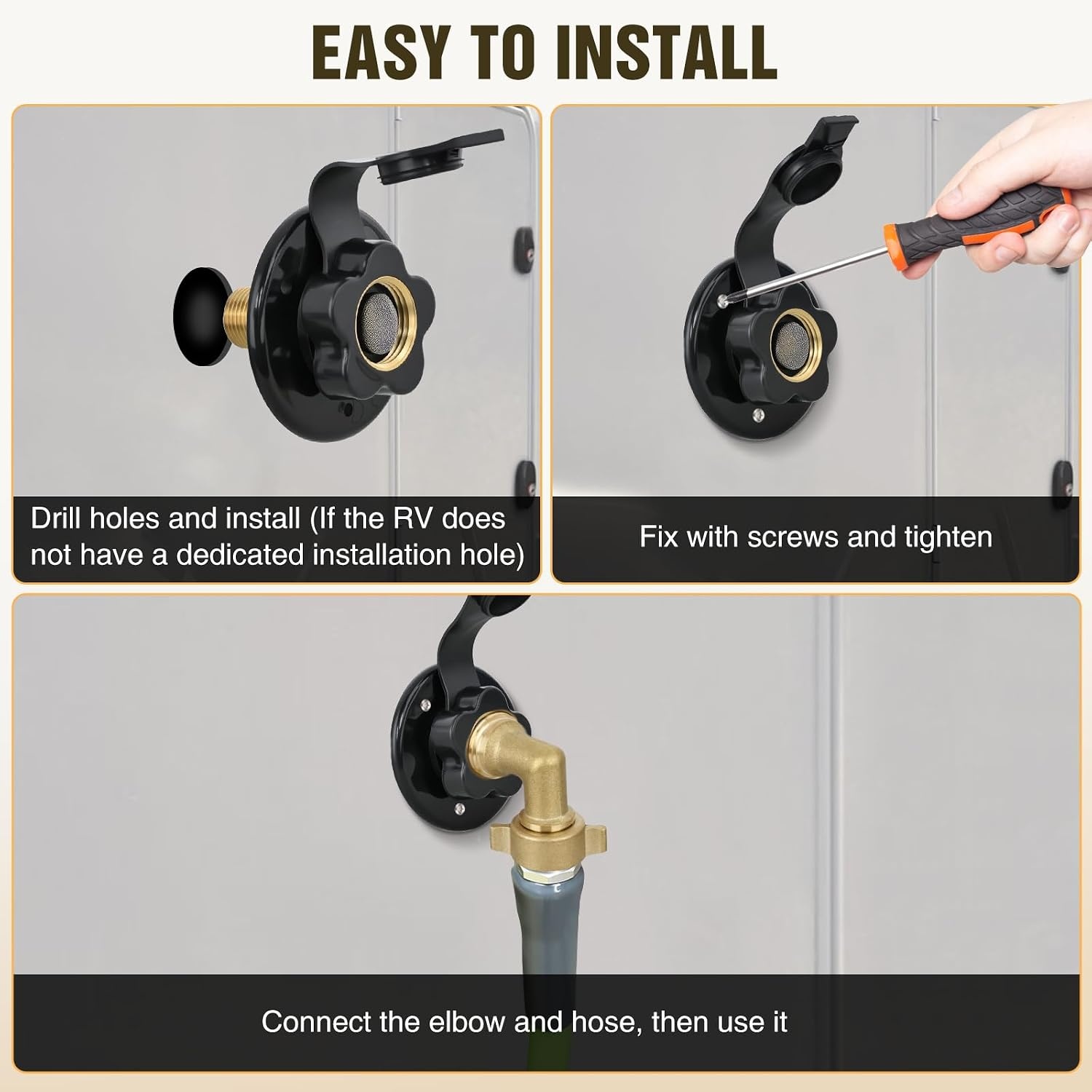 image:imageNilight RV Water Pressure Regulator for RV Camper Adjustable Handle Water Hose Pressure Regulator with Oil Filled Gauge and Inlet Screen Filter Brass Leadfree Reducer Valve for Camper Travel Trailer3 Inlet Check Valve Black