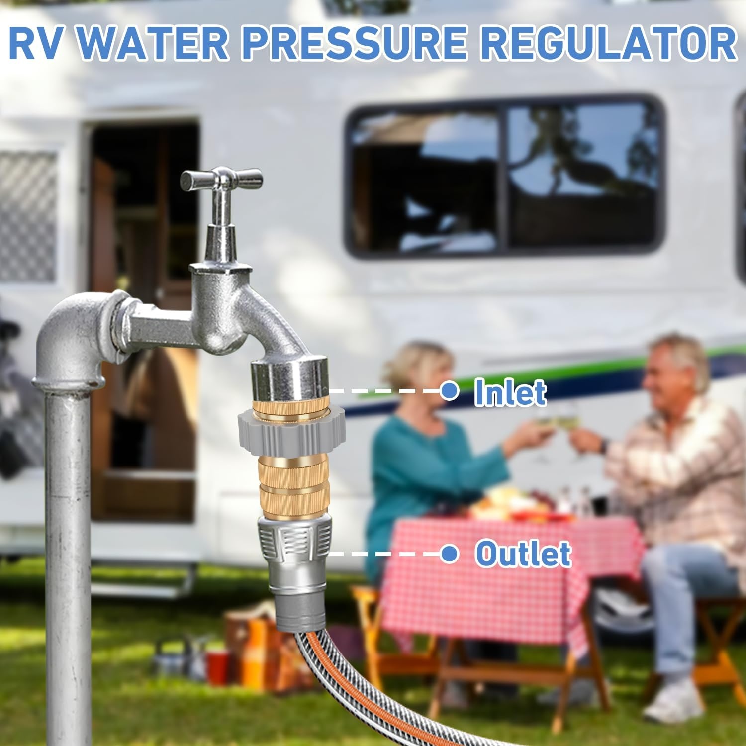image:imageNilight RV Water Pressure Regulator for RV Camper Adjustable Handle Water Hose Pressure Regulator with Oil Filled Gauge and Inlet Screen Filter Brass Leadfree Reducer Valve for Camper Travel Trailer4050 psi