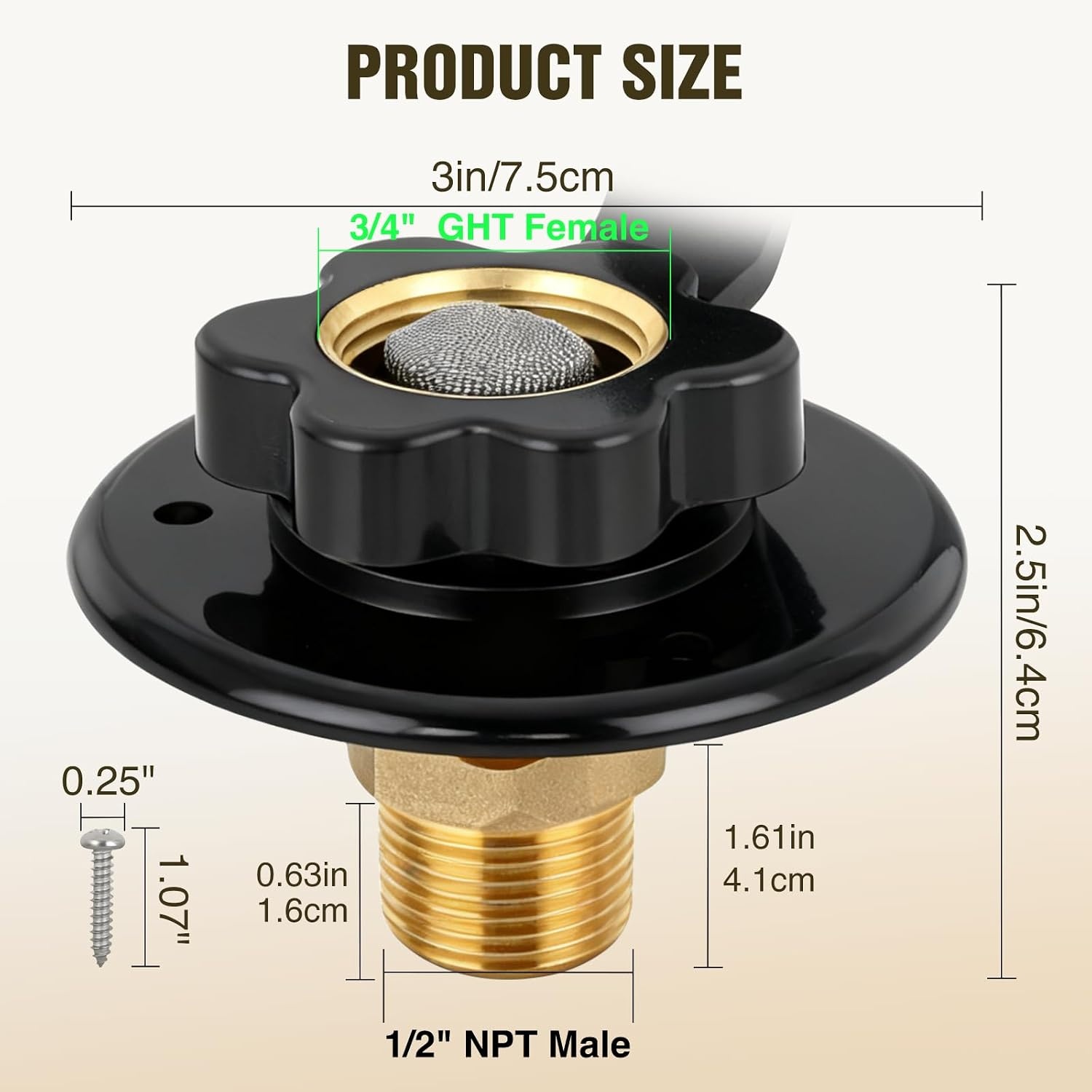 image:imageNilight RV Water Pressure Regulator for RV Camper Adjustable Handle Water Hose Pressure Regulator with Oil Filled Gauge and Inlet Screen Filter Brass Leadfree Reducer Valve for Camper Travel Trailer3 Inlet Check Valve Black