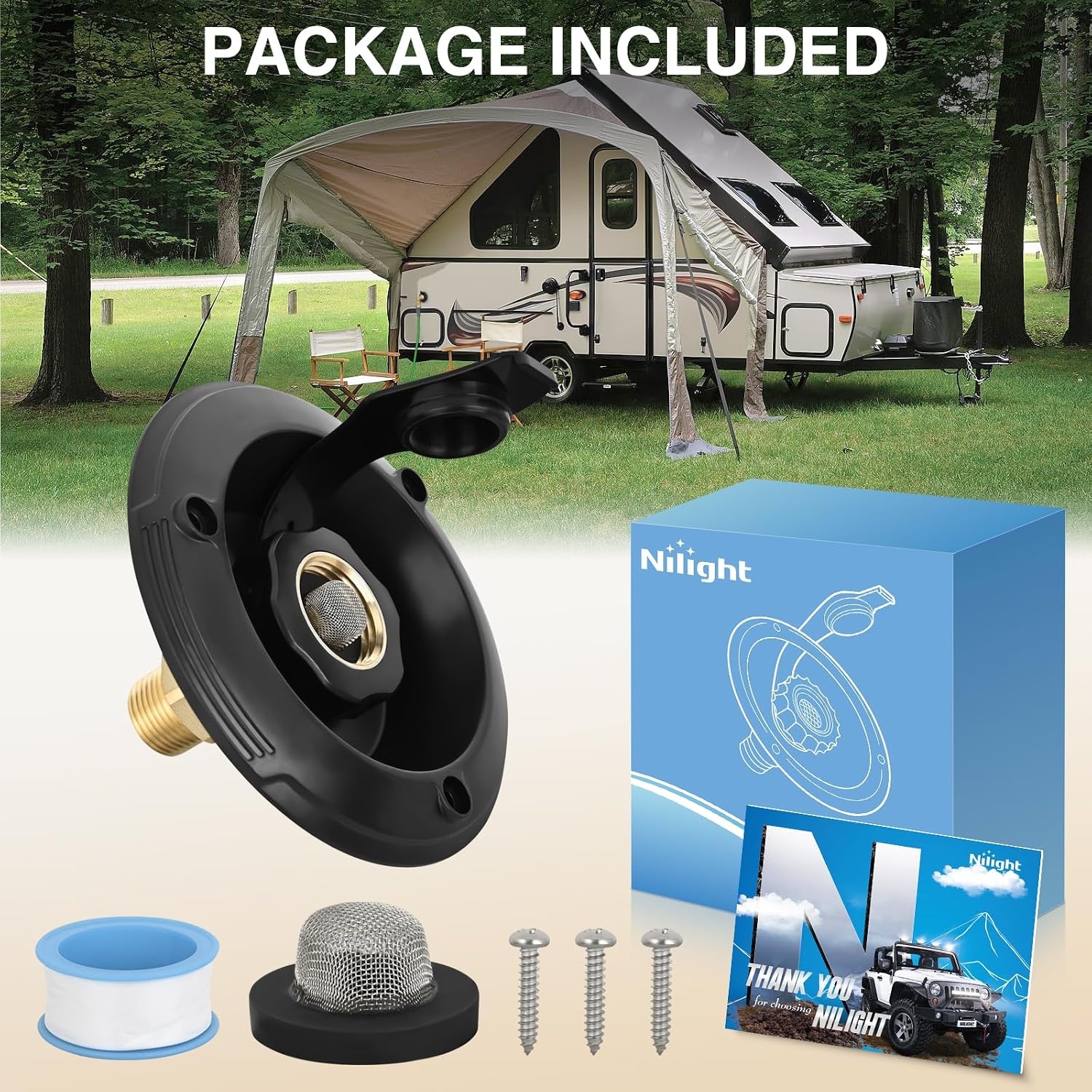 image:imageNilight RV Water Pressure Regulator for RV Camper Adjustable Handle Water Hose Pressure Regulator with Oil Filled Gauge and Inlet Screen Filter Brass Leadfree Reducer Valve for Camper Travel TrailerInlet Check Valve