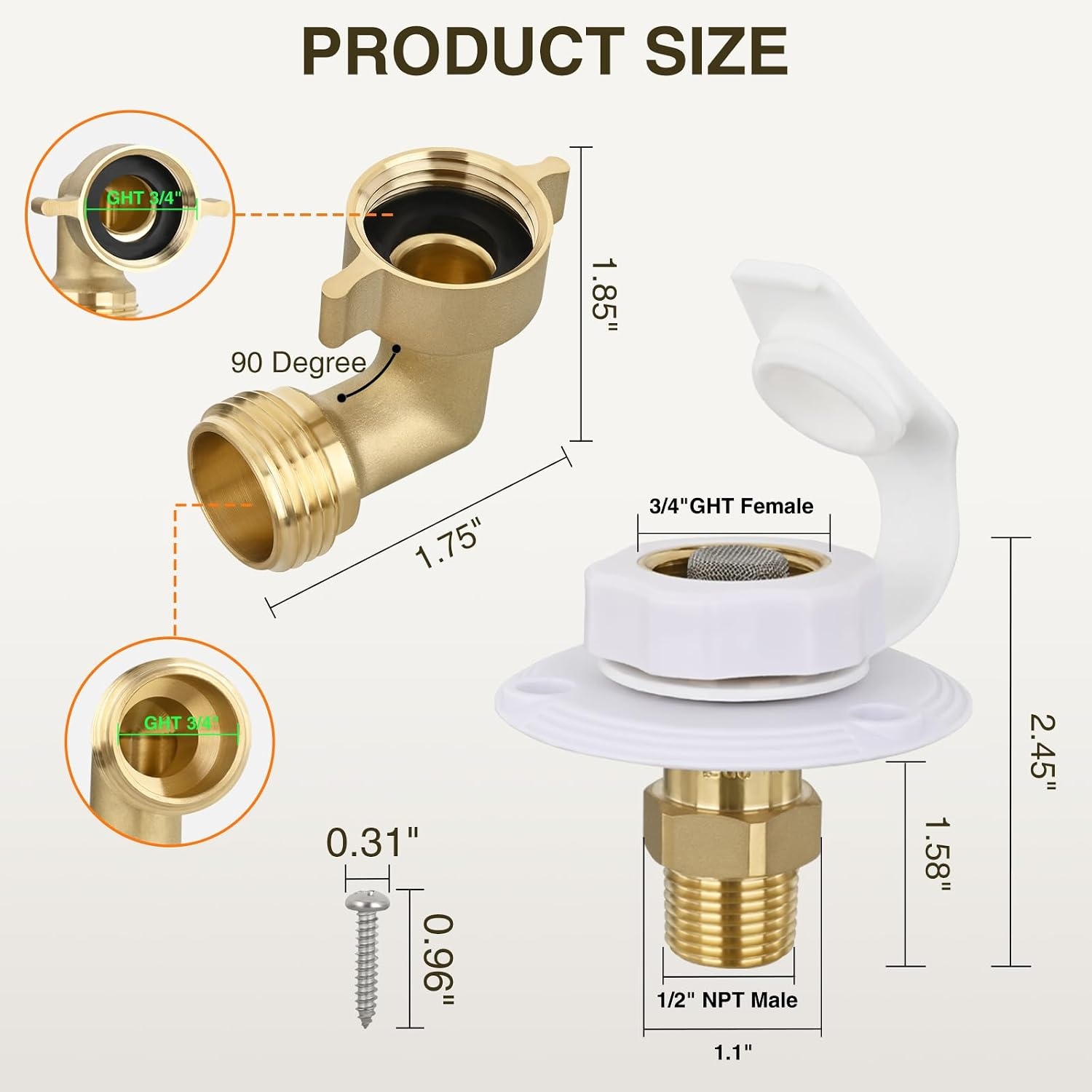 image:imageNilight RV Water Pressure Regulator for RV Camper Adjustable Handle Water Hose Pressure Regulator with Oil Filled Gauge and Inlet Screen Filter Brass Leadfree Reducer Valve for Camper Travel TrailerInlet Check ValveHose Elbow