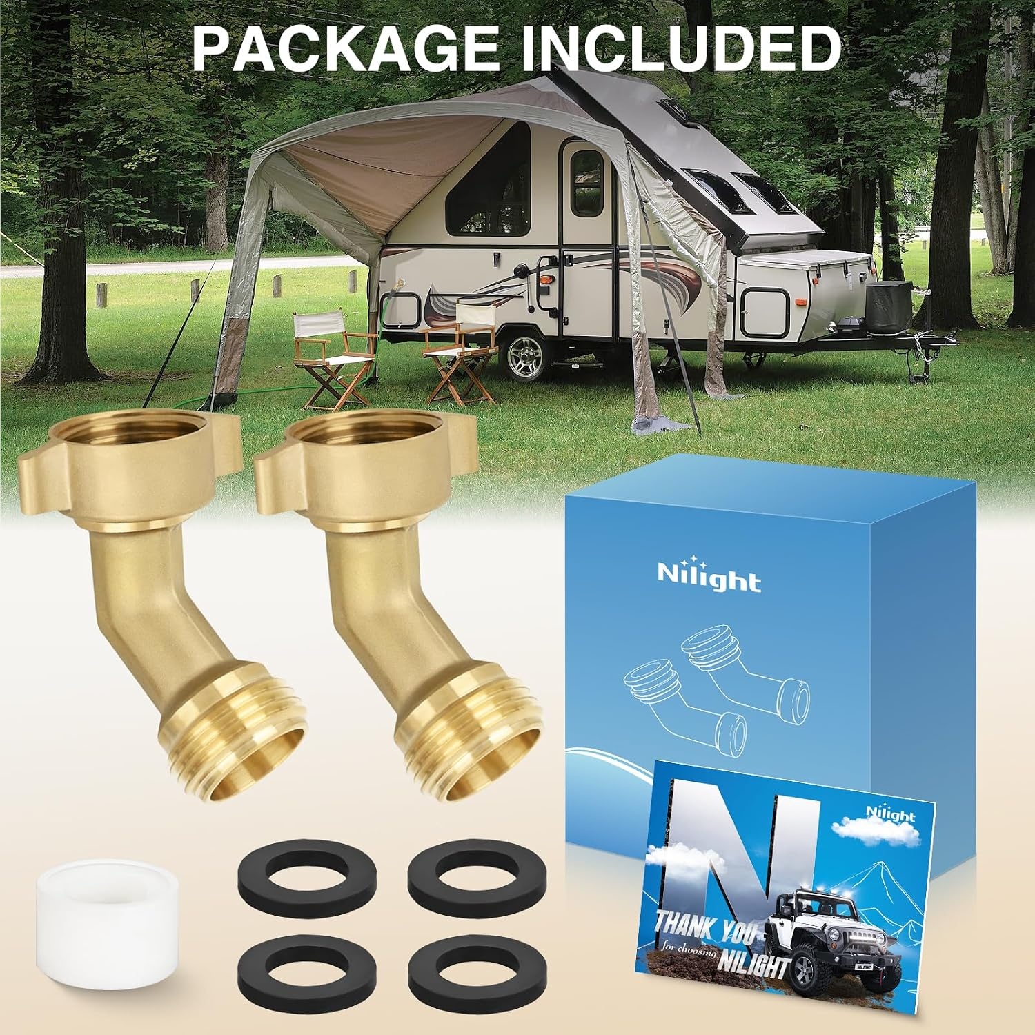 image:imageNilight RV Water Pressure Regulator for RV Camper Adjustable Handle Water Hose Pressure Regulator with Oil Filled Gauge and Inlet Screen Filter Brass Leadfree Reducer Valve for Camper Travel Trailer45 Degree Hose Elbow