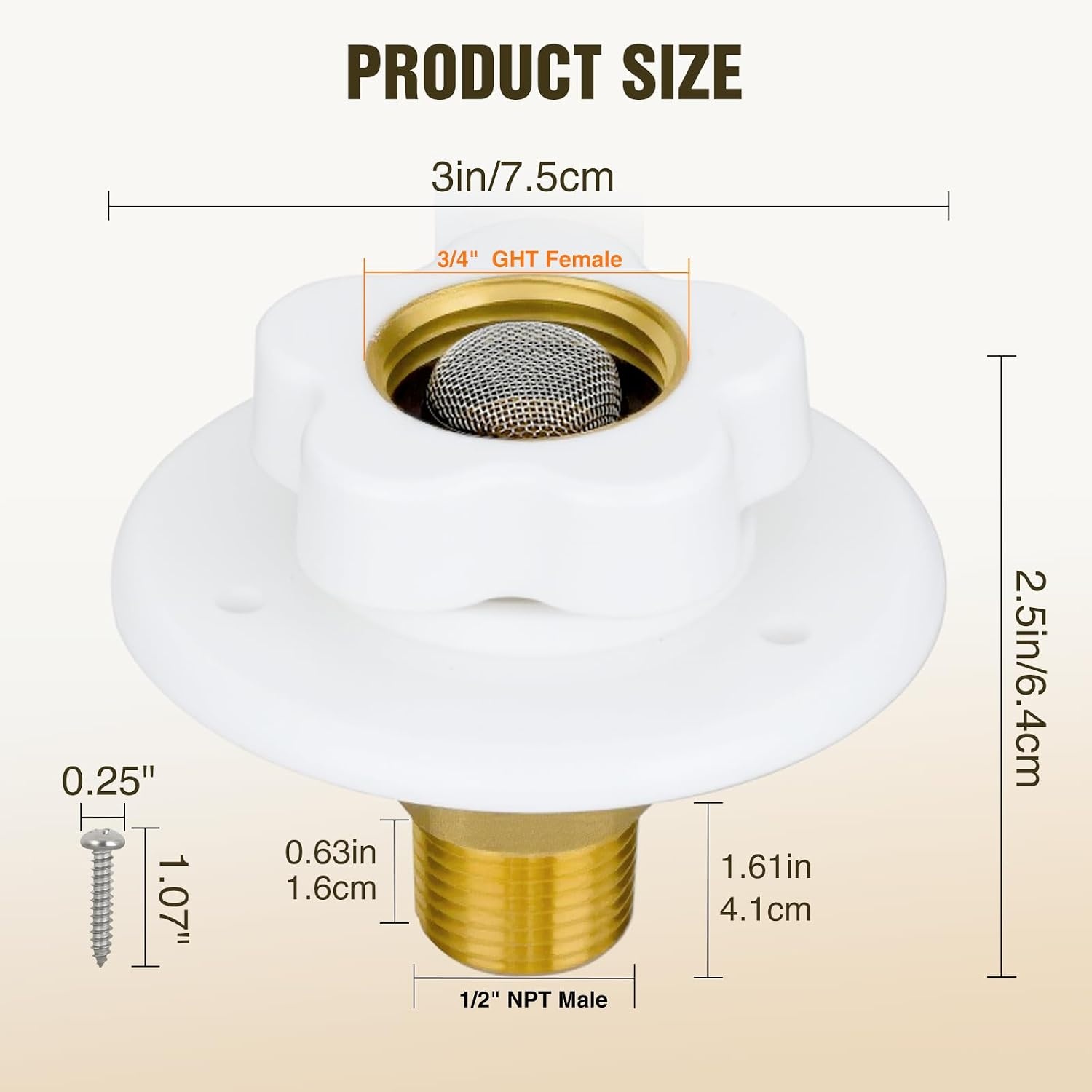 image:imageNilight RV Water Pressure Regulator for RV Camper Adjustable Handle Water Hose Pressure Regulator with Oil Filled Gauge and Inlet Screen Filter Brass Leadfree Reducer Valve for Camper Travel Trailer3 Inlet Check Valve White