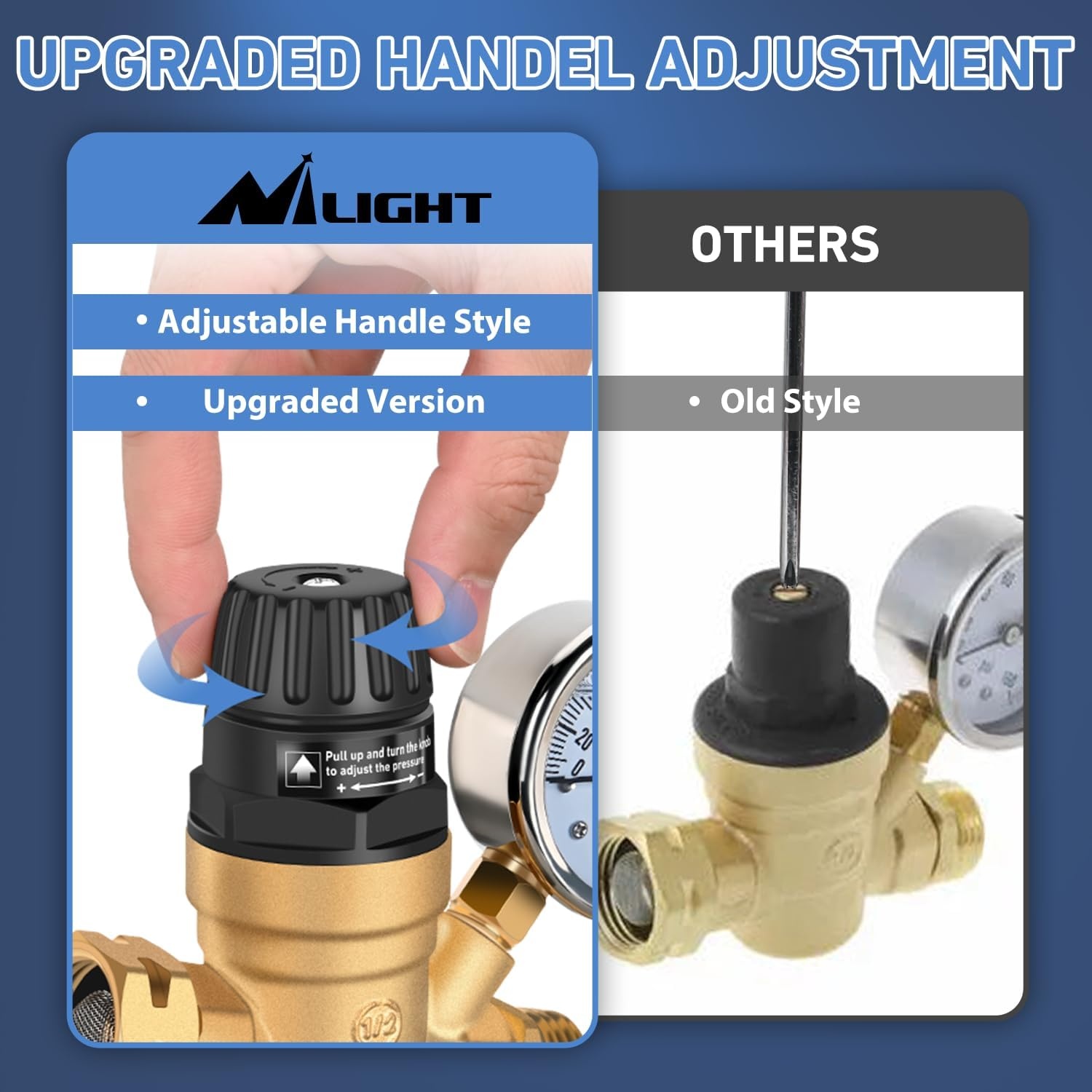 image:imageNilight RV Water Pressure Regulator for RV Camper Adjustable Handle Water Hose Pressure Regulator with Oil Filled Gauge and Inlet Screen Filter Brass Leadfree Reducer Valve for Camper Travel TrailerHandwheel adjustment  Oil Filled Gauge