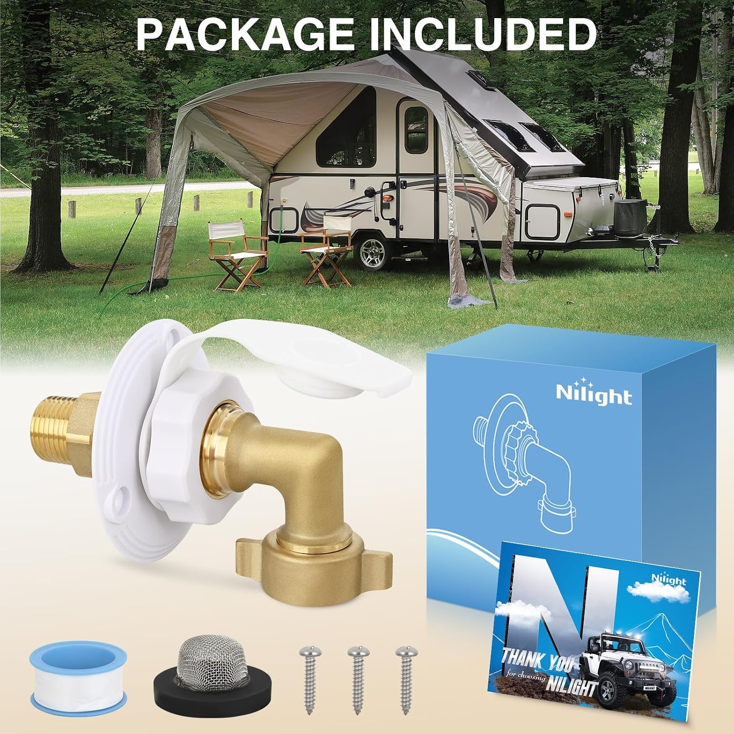 image:imageNilight RV Water Pressure Regulator for RV Camper Adjustable Handle Water Hose Pressure Regulator with Oil Filled Gauge and Inlet Screen Filter Brass Leadfree Reducer Valve for Camper Travel TrailerInlet Check ValveHose Elbow