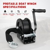 image:imageNilight Boat Trailer Winch 3500 Lbs Hand Crank Winch Heavy Duty Boat Winches with 33Ft Strap Rope Hook Two Way Ratchet 41 81 Gear Portable Marine Manual Winch for Trailers Boat RV ATV Jet Ski TowingBlack