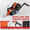 image:imageNilight Boat Trailer Winch 3500 Lbs Hand Crank Winch Heavy Duty Boat Winches with 33Ft Strap Rope Hook Two Way Ratchet 41 81 Gear Portable Marine Manual Winch for Trailers Boat RV ATV Jet Ski TowingOrange