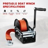 image:imageNilight Boat Trailer Winch 3500 Lbs Hand Crank Winch Heavy Duty Boat Winches with 33Ft Strap Rope Hook Two Way Ratchet 41 81 Gear Portable Marine Manual Winch for Trailers Boat RV ATV Jet Ski TowingOrange