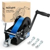 image:imageNilight Boat Trailer Winch 3500 Lbs Hand Crank Winch Heavy Duty Boat Winches with 33Ft Strap Rope Hook Two Way Ratchet 41 81 Gear Portable Marine Manual Winch for Trailers Boat RV ATV Jet Ski TowingBlue