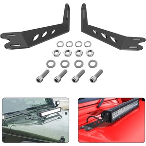 image:imageNilight 2PCS Hood Mounting Brackets for 20 LED Light Bar on Jeep Wrangler JK 20072017 2 Years Warranty 90040B BlackFor 20072017 JK