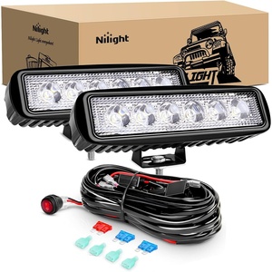 image:imageNilight 2Pcs 18w Spot LED Work Lights LED Pods Fog Lights Off Road Led Lights Driving Lights with16AWG Off Road Wiring Harness Kit2 Leads18W Lights  Wiring Harness