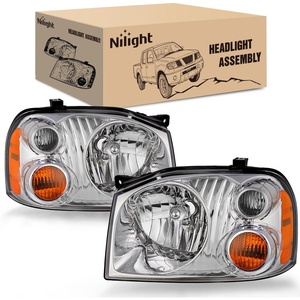 image:imageNilight Headlight Assembly Compatible with 2001 2002 2003 2004 Nissan Frontier XE OE Style Replacement Halogen Headlights Chrome Housing Amber Reflector Headlamp Passenger and DriverChrome Housing Amber Reflector Amber Turn Light