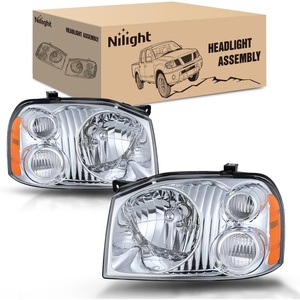 image:imageNilight Headlight Assembly Compatible with 2001 2002 2003 2004 Nissan Frontier XE OE Style Replacement Halogen Headlights Chrome Housing Amber Reflector Headlamp Passenger and DriverChrome Housing Amber Reflector Clear Turn Light