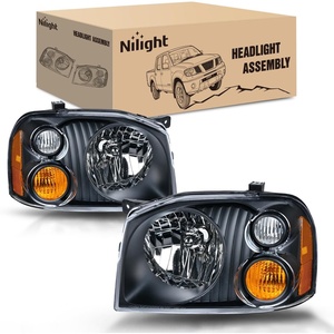 image:imageNilight Headlight Assembly Compatible with 2001 2002 2003 2004 Nissan Frontier XE OE Style Replacement Halogen Headlights Chrome Housing Amber Reflector Headlamp Passenger and DriverBlack Housing Amber Reflector Amber Turn Light