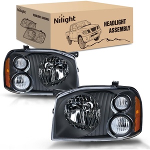 image:imageNilight Headlight Assembly Compatible with 2001 2002 2003 2004 Nissan Frontier XE OE Style Replacement Halogen Headlights Chrome Housing Amber Reflector Headlamp Passenger and DriverBlack Housing Amber Reflector Clear Turn Light