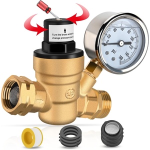 image:imageNilight RV Water Pressure Regulator for RV Camper Adjustable Handle Water Hose Pressure Regulator with Oil Filled Gauge and Inlet Screen Filter Brass Leadfree Reducer Valve for Camper Travel TrailerScrewdriver Adjustable  Oil Filled Gauge