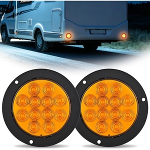 image:imageNilight Trailer Tail Light 2PCS 4Inch Round 12 LED Amber Screw Mount Marker Clearance Turn Signal Running Taillight IP67 Waterproof for Trailer Truck Pickup Camper RV