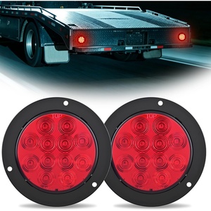 image:imageNilight Trailer Tail Light 2PCS 4Inch Round 12 LED Red Screw Mount Marker Clearance Stop Brake Running Taillight IP67 Waterproof for Trailer Truck Pickup Camper RV