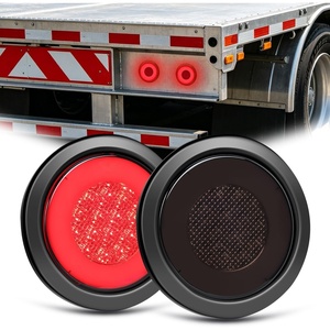image:imageNilight Trailer Tail Light 2PCS 4Inch Round 40 LED Red Marker Clearance Stop Brake Turn Signal Running Taillight Surface Mount Grommet Plugs IP67 Waterproof for Trailer Truck Pickup Camper RV BUSRed 2Pcs 32Led Smoked Lens