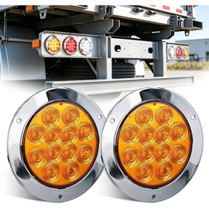 image:imageNilight Trailer Tail Light 2PCS 4Inch Round 40 LED Red Marker Clearance Stop Brake Turn Signal Running Taillight Surface Mount Grommet Plugs IP67 Waterproof for Trailer Truck Pickup Camper RV BUSAmber