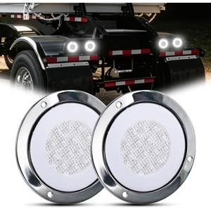 image:imageNilight Trailer Tail Light 2PCS 4Inch Round 40 LED Red Marker Clearance Stop Brake Turn Signal Running Taillight Surface Mount Grommet Plugs IP67 Waterproof for Trailer Truck Pickup Camper RV BUSWhite screws 2Pcs 32Led
