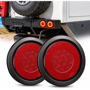 image:imageNilight Trailer Tail Light 2PCS 4Inch Round 40 LED Red Marker Clearance Stop Brake Turn Signal Running Taillight Surface Mount Grommet Plugs IP67 Waterproof for Trailer Truck Pickup Camper RV BUSRed 2Pcs 32Led