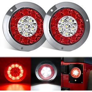 image:imageNilight Trailer Tail Light 2PCS 4Inch Round 40 LED Red Marker Clearance Stop Brake Turn Signal Running Taillight Surface Mount Grommet Plugs IP67 Waterproof for Trailer Truck Pickup Camper RV BUSRed White screws 2Pcs 16Led