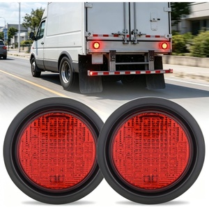 image:imageNilight Trailer Tail Light 2PCS 4Inch Round 40 LED Red Marker Clearance Stop Brake Turn Signal Running Taillight Surface Mount Grommet Plugs IP67 Waterproof for Trailer Truck Pickup Camper RV BUSRed 2Pcs 40Led