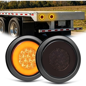 image:imageNilight Trailer Tail Light 2PCS 4Inch Round 40 LED Red Marker Clearance Stop Brake Turn Signal Running Taillight Surface Mount Grommet Plugs IP67 Waterproof for Trailer Truck Pickup Camper RV BUSAmber 2Pcs 32Led Smoked Lens