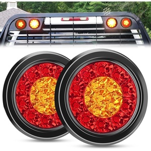 image:imageNilight Trailer Tail Light 2PCS 4Inch Round 40 LED Red Marker Clearance Stop Brake Turn Signal Running Taillight Surface Mount Grommet Plugs IP67 Waterproof for Trailer Truck Pickup Camper RV BUSRed Amber 2Pcs