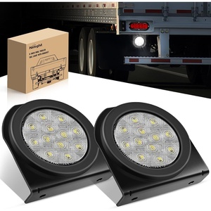 image:imageNilight Trailer Tail Light 2PCS 4Inch Round 40 LED Red Marker Clearance Stop Brake Turn Signal Running Taillight Surface Mount Grommet Plugs IP67 Waterproof for Trailer Truck Pickup Camper RV BUSWhite  Brackets 2Pcs