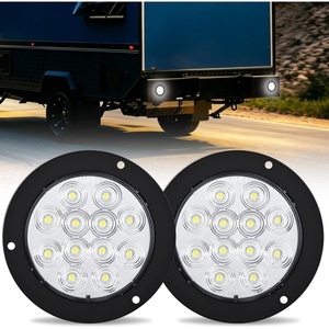image:imageNilight Trailer Tail Light 2PCS 4Inch Round 40 LED Red Marker Clearance Stop Brake Turn Signal Running Taillight Surface Mount Grommet Plugs IP67 Waterproof for Trailer Truck Pickup Camper RV BUSWhite