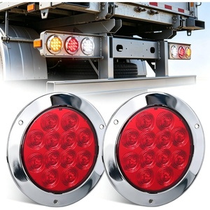 image:imageNilight Trailer Tail Light 2PCS 4Inch Round 40 LED Red Marker Clearance Stop Brake Turn Signal Running Taillight Surface Mount Grommet Plugs IP67 Waterproof for Trailer Truck Pickup Camper RV BUSRed